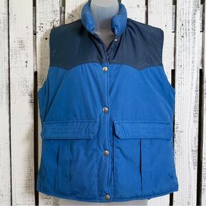 Vintage 80s Alti Wear SantaFe New Mexico Women Large Blue Puffer Vest Made N USA